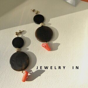 New women's vegetable Ivory with coral and sterling silver hanging earring